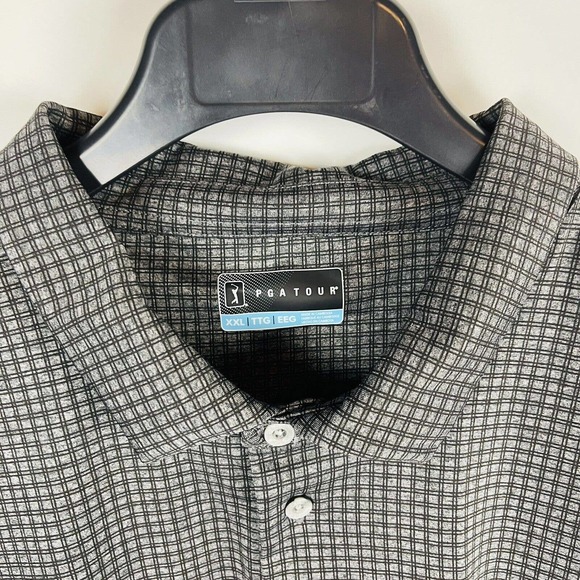 New PGA TOUR Mens Sz XXL Grey Checkered Polo Shirt Stretch NWT - Picture 5 of 8